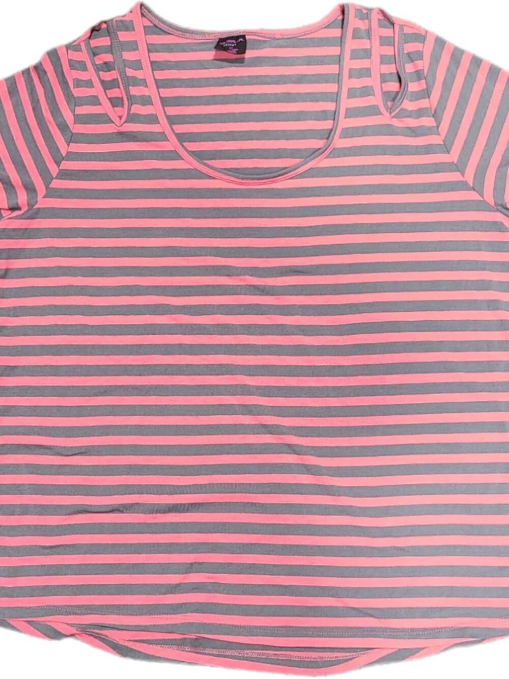 Material Girl Womens Striped Shoulder Cut Short Sleeve Tee